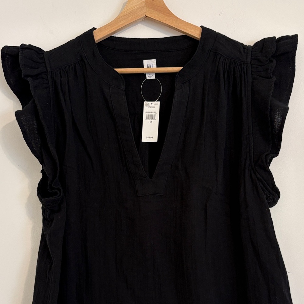 GAP Black Ruffle Sleeve Blouse
